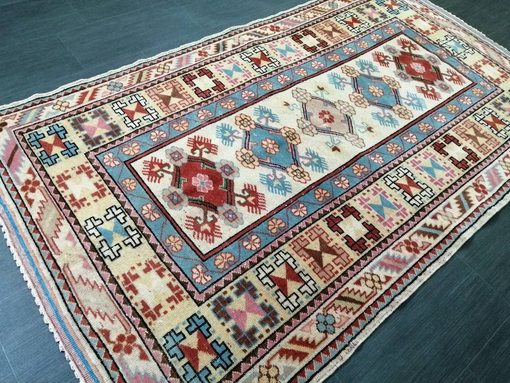 3.8x6.6 Rug Hand Made Rug, Oushak Rug, Soft wool Rug, Rug Fun Rug Turkish Rug, Farmhouse Rug, Vintage Wool Carpet Oriental Rug