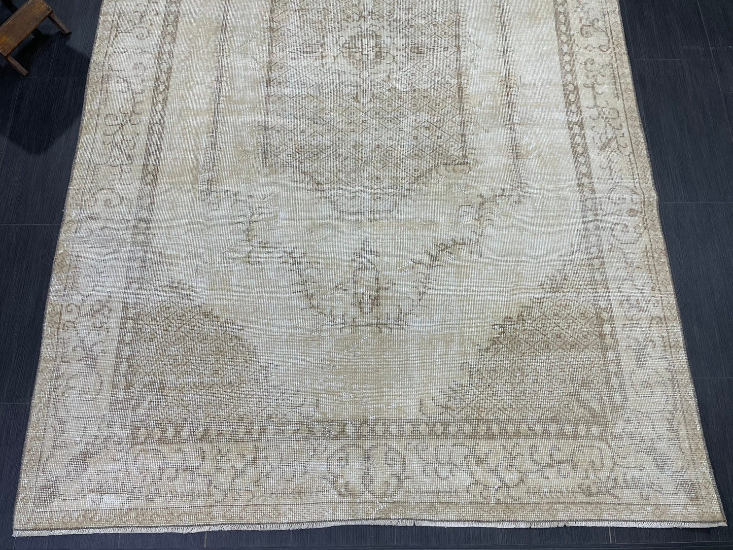 Neutral Vintage Rug Muted TURKISH 5.5 x 9.2 Rug Handmade Rug Distressed Rug Large Turkish Oushak Rug Wool Rug Hand Knotted Rug