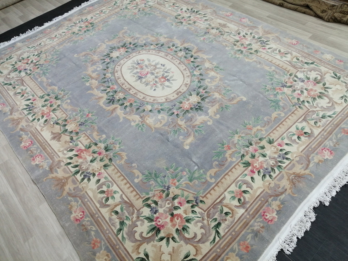 10 x 12.8 Hand Knotted Rug, Vintage LARGE Rug, Handmade Rug, Floral Rug Rustic Rug Muted Large Rug, Nepal Rug Fun Wool Rug 10x13 10x12