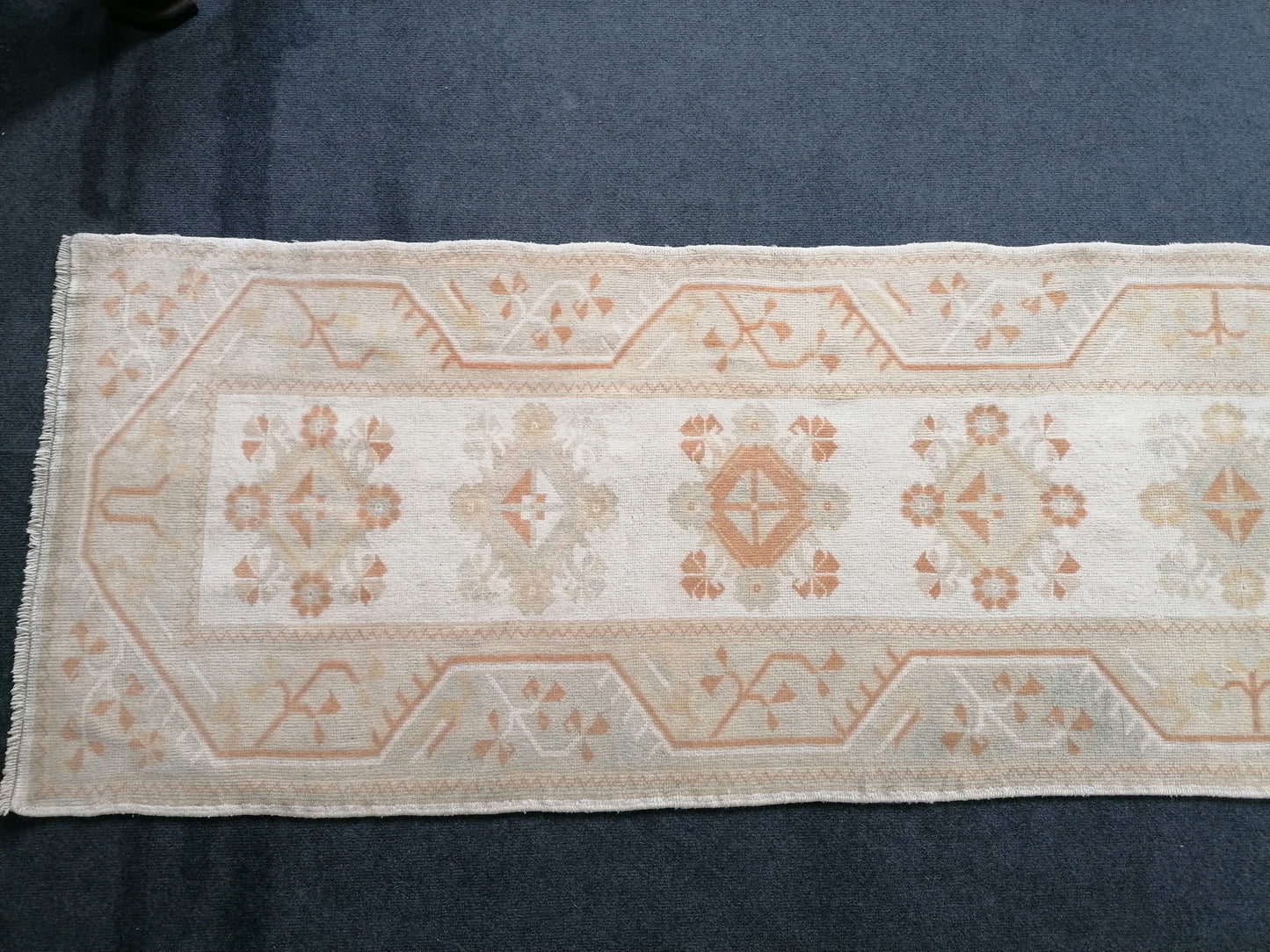 Muted hallway runner rug, 2'5x10'2 turkish wool runner vintage handmade runner rug, kitchen runner rug
