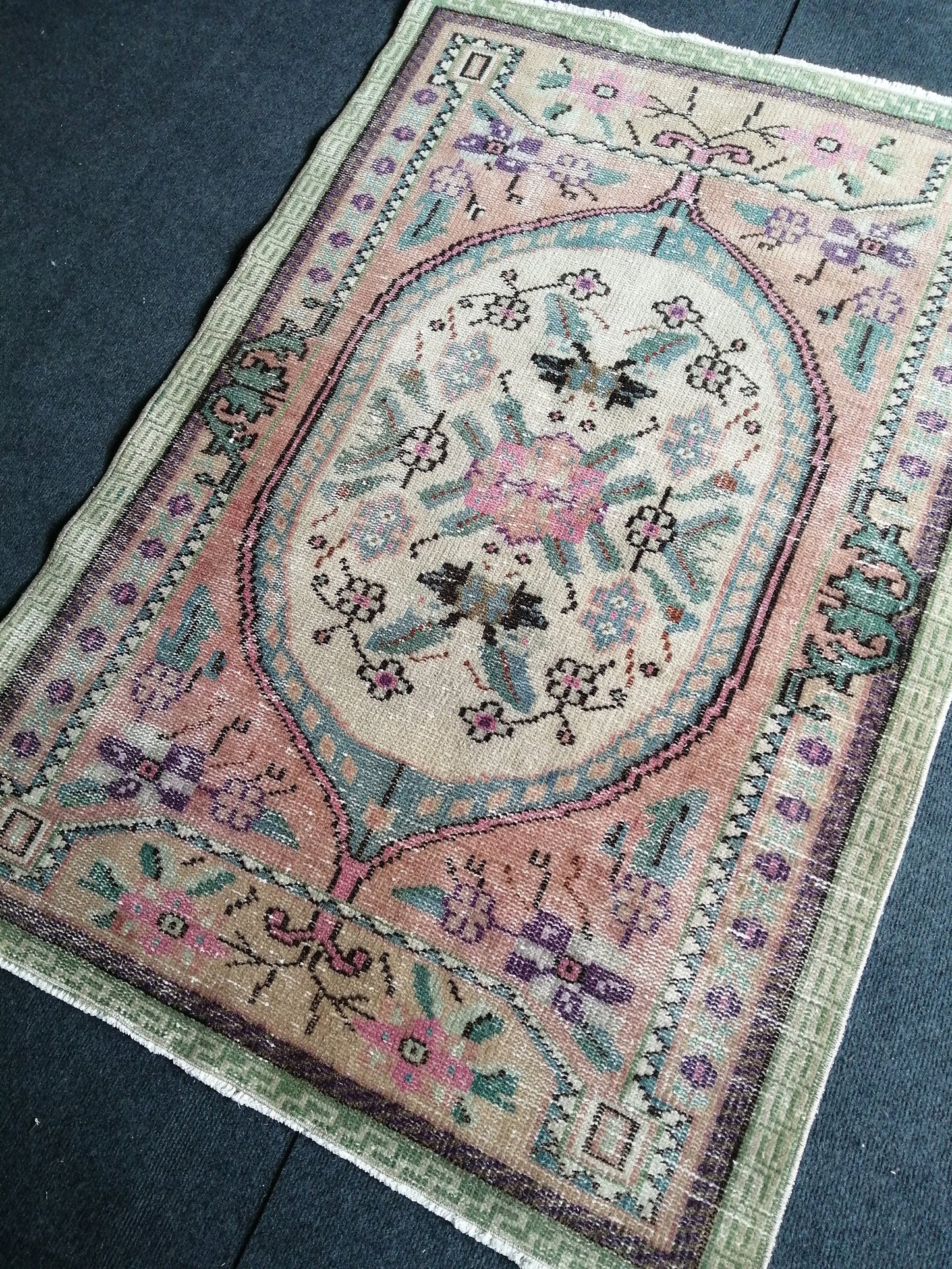 3 x 4.5 Vintage Rug, TURKISH HANDMADE Rug, Vintage Turkish Rug, Oushak Rug, Turkish Oushak Rug, Vintage Handknotted Rug, Wool Rug
