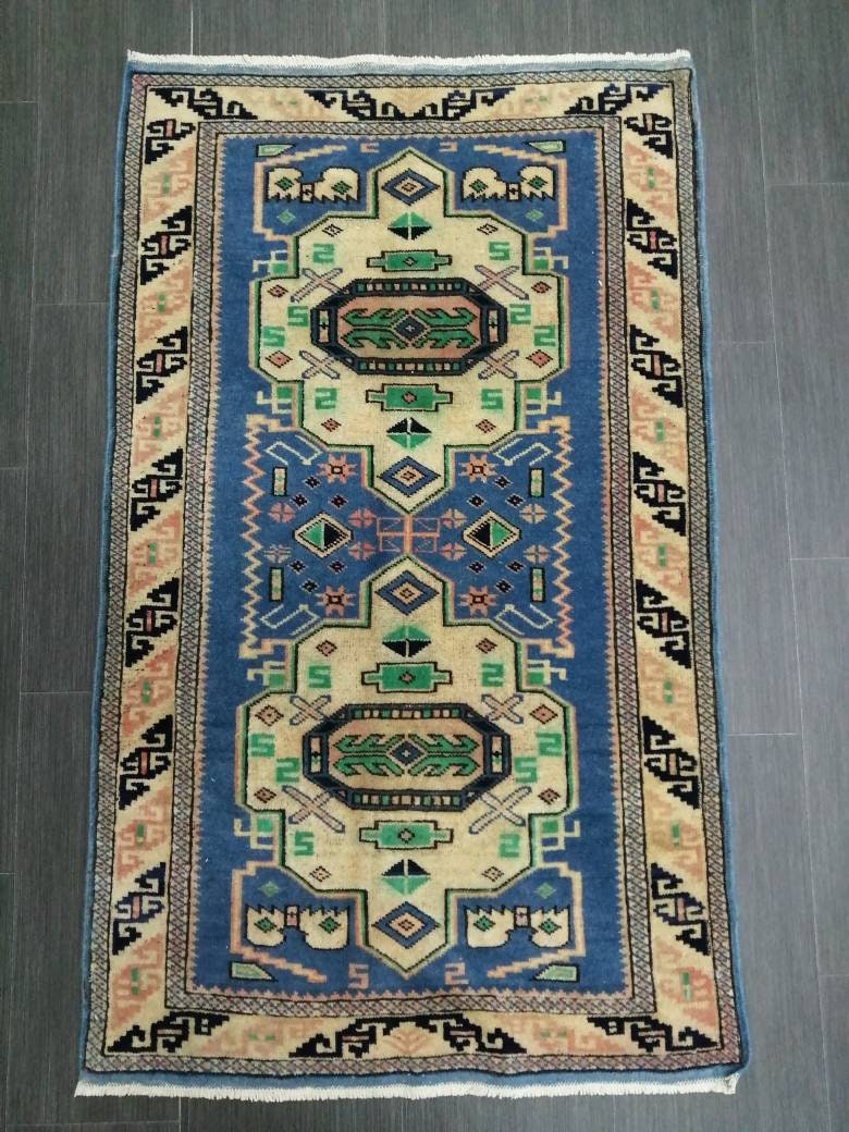 Vintage Rug 4.2 x 2.5 HAND MADE Rug Vintage Turkish Rugs Oushak Rug Hand Made Rug, Vintage Oushak Rug, Wool Rug