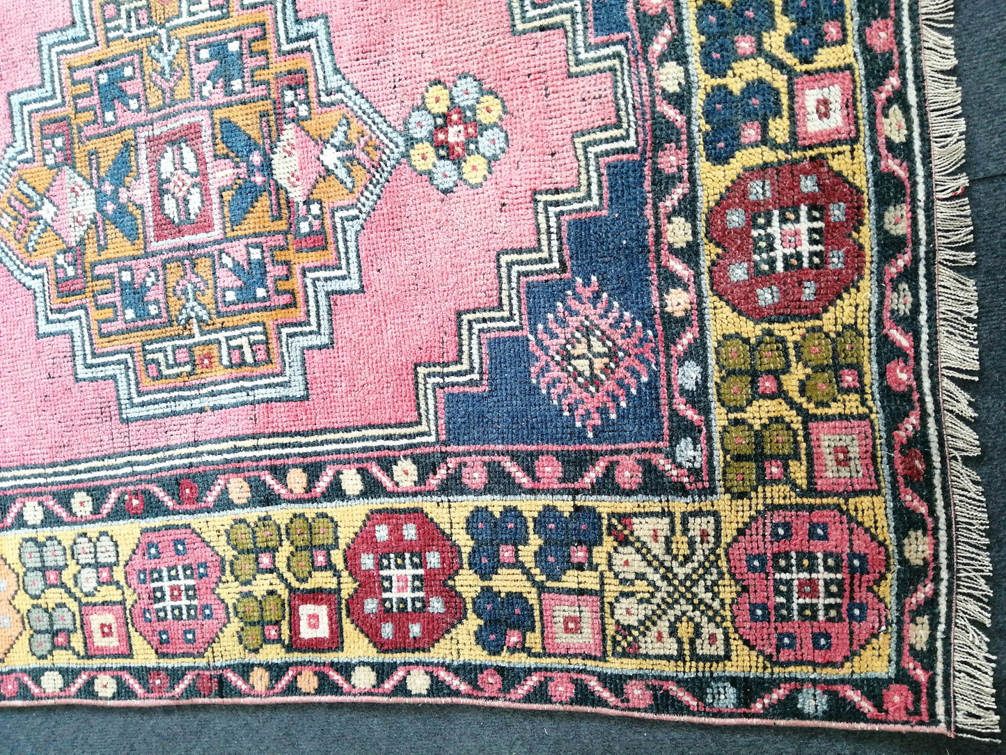 6.8 x 3.7 Turkish Rug, Oushak Rug, Wool Oriental Rug, Blue Oushak Vintage Persian Rug, Hand Made Rug 3.7x6.8 Runner
