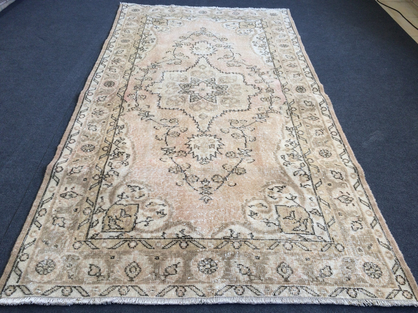 Vintage Rug Oushak 4 x 7.7 Rug Turkish Rug Muted Hand Knotted Wool Rug Handmade Rug Oriental Rug