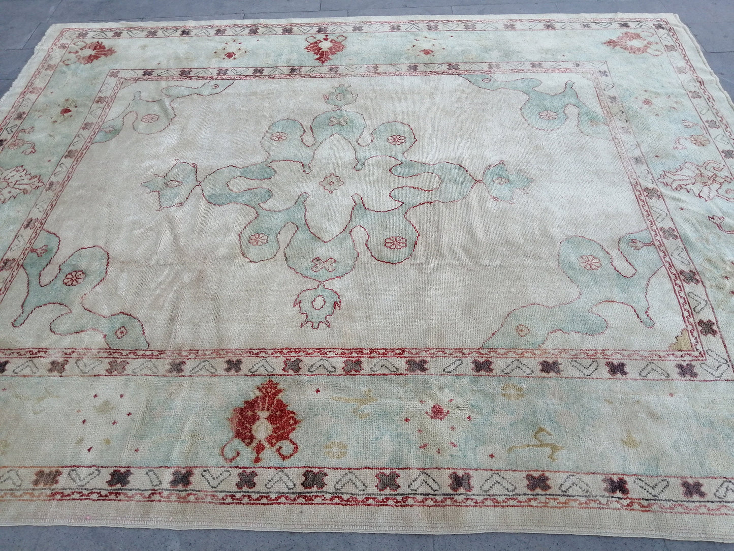 Muted OUSHAK RUG, 9.3 x 11.7 TURKISH Oushak Rug, Vintage Oushak Rug Wool Oushak Rug Hand Made Rugs, Authentic Oushak Rug