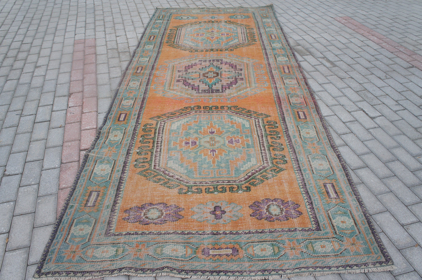 4.7 x 11.5 Vintage Runner Rug Turkish Runner Rug Oushak Runner rug Rustic Runner Rug Vintage Turkish Runner Oriental Runner
