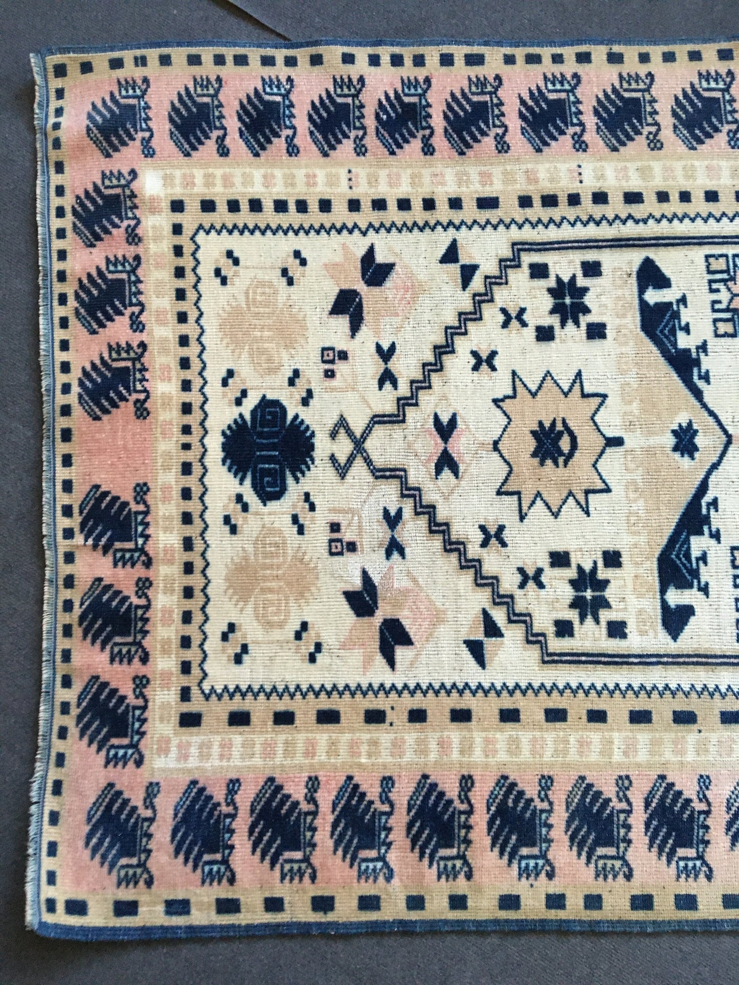 4x6 feet blue turkish living room floor large rug, handmade vintage bohemian rug, wide kitchen area wide rug, bedroom wool rug, bathroom rug