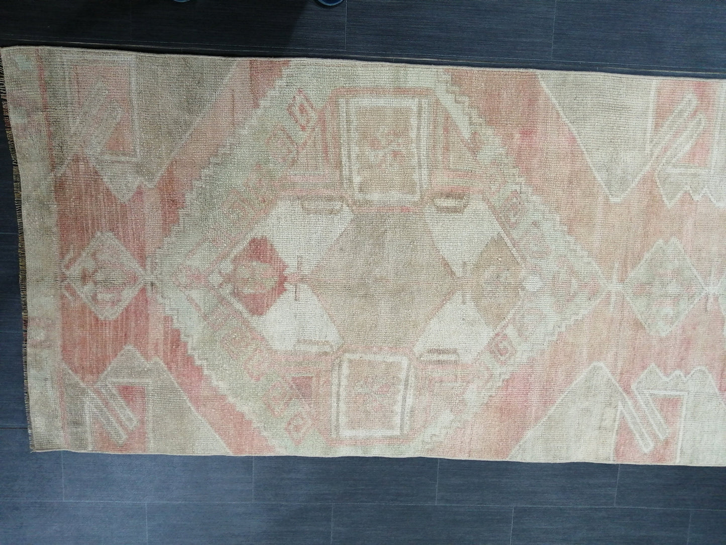 11.5 x 3.3 Muted Oushak Runner Rug Turkish Runner Rug Vintage Runner Rug Muted Hallway Runner Rug Kitchen Runner Rug Wool Runner