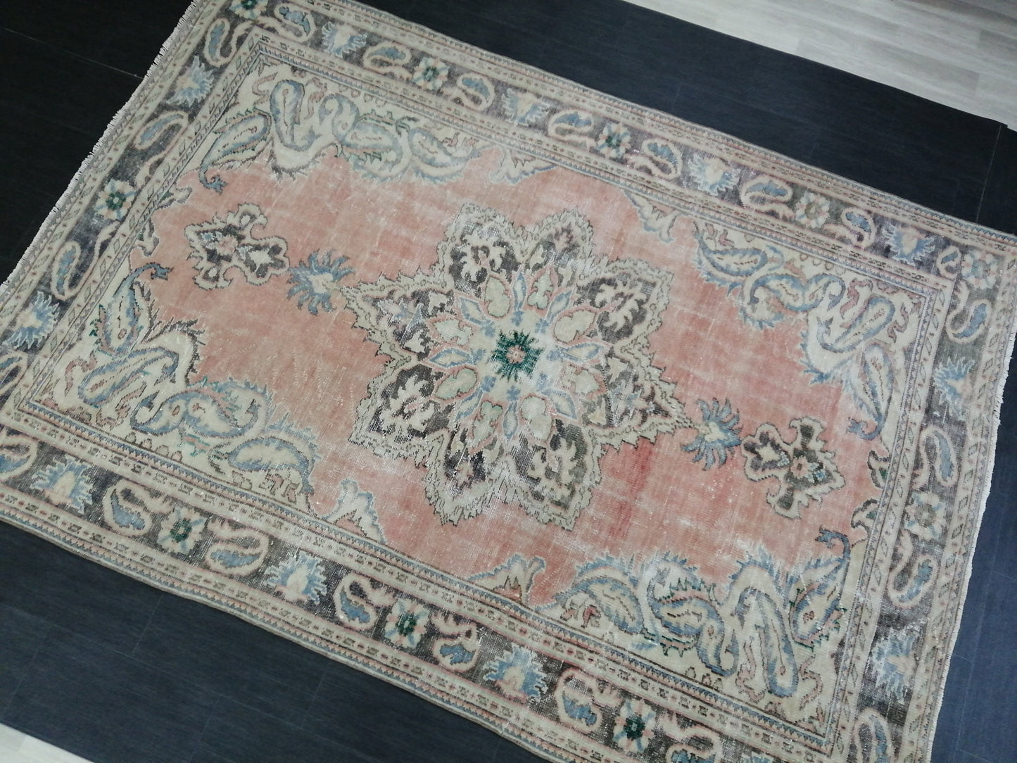 6.7 x 9.7 Large OUSHAK RUG TURKISH Oushak Rug Vintage Oushak Runner Rug Vintage Runner Rug Muted Wool Oushak Rug Hand Made Rugs Art Rug