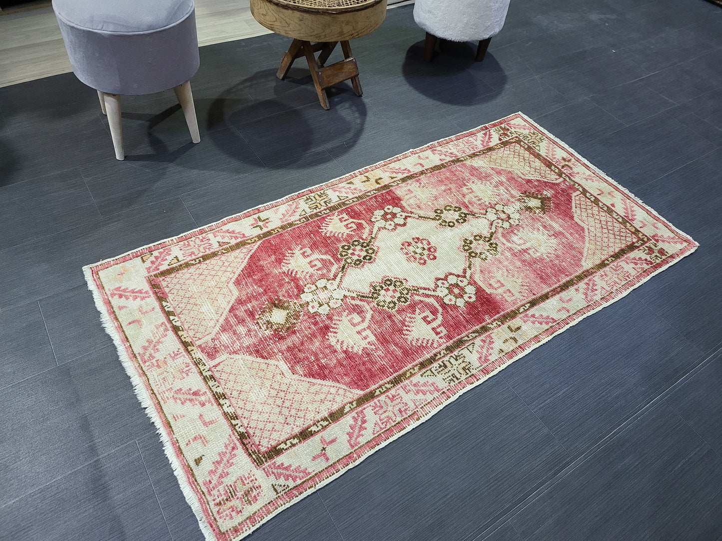 Handmade Rug, Oushak Rug, 2.7 x 5 Anatolian Rug, Hand Knotted Turkish Rug, Persian Rug, Vintage Rug, Wool rug