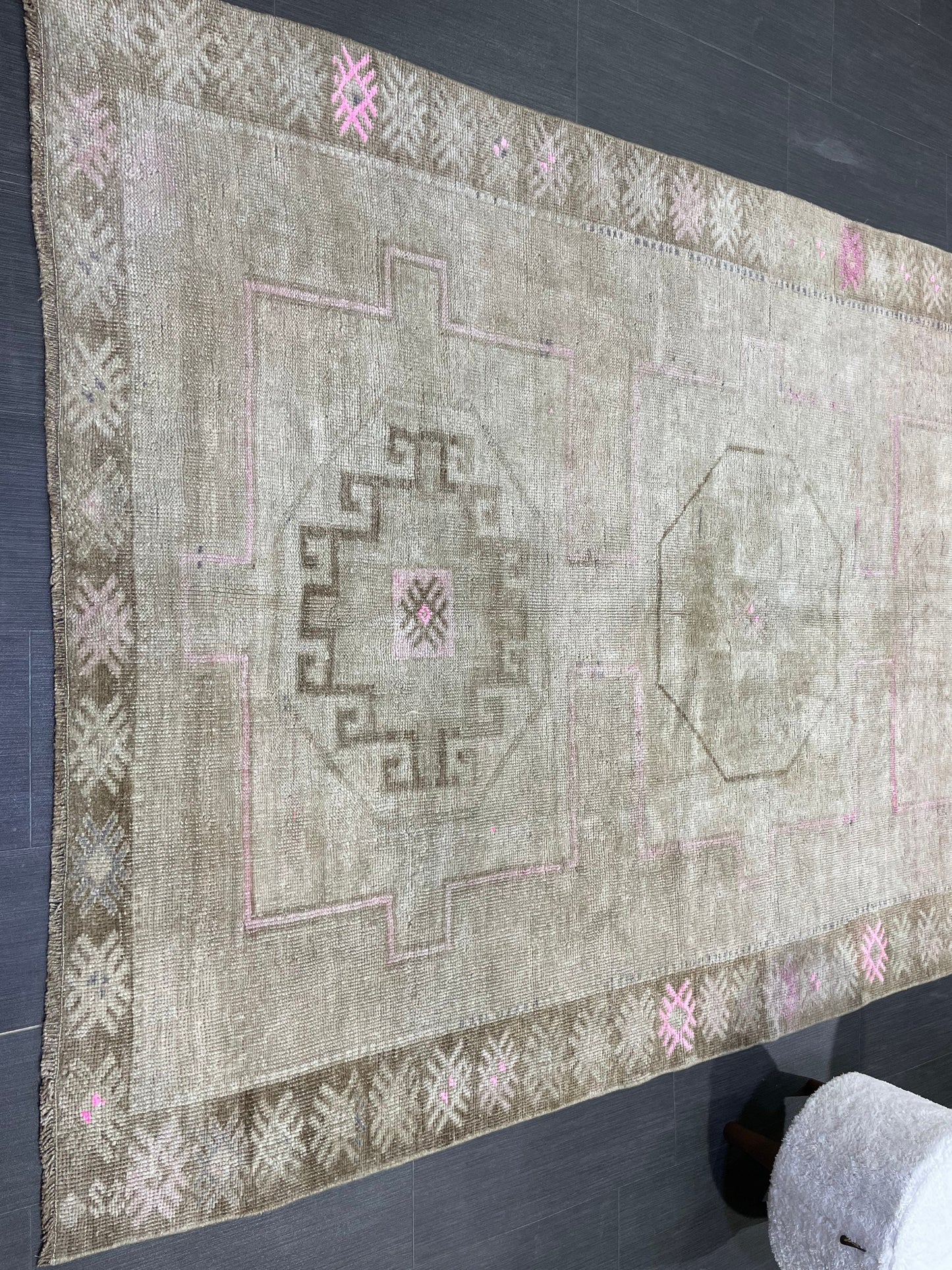 Muted Vintage RUG 5 x 11.6 TURKISH Rug Antique Rug Vintage Rug Wool Oushak Rug Large Handmade Rug Hand Knotted Rug