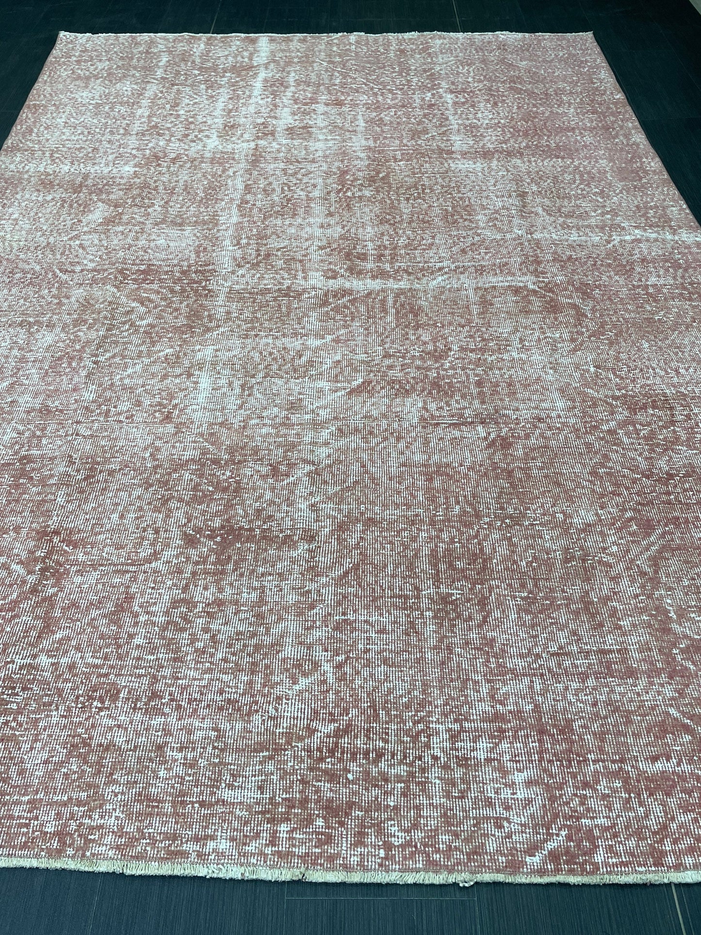 Distressed Hand Knotted Rug 6.5 x 9.2 Handmade Rug Oushak Rug Persian Rug Oriental Rug Vintage Turkish Rug Pink Wool Rug