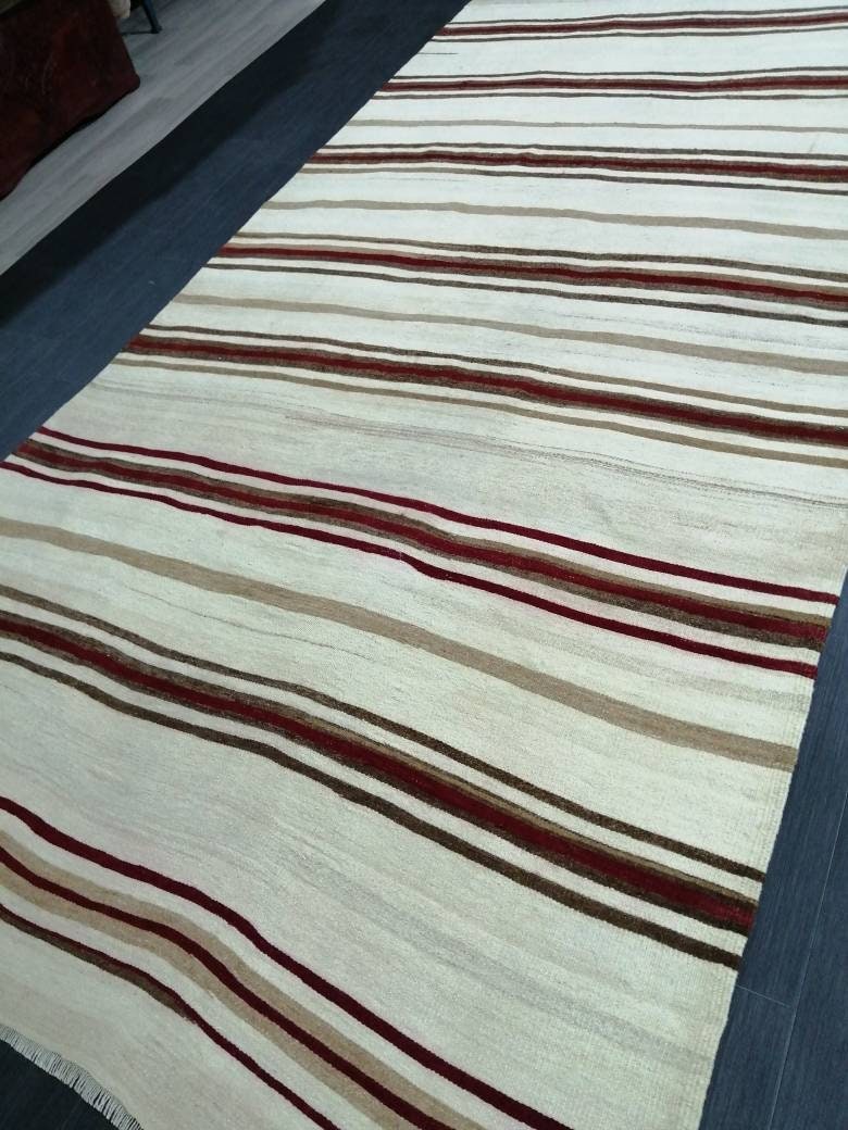 5.4 x 13 Flat Woven RUG TURKISH Rug Vintage Flat woven Runner Rug Vintage Runner Rug Wool Hand Made Rugs Muted Oriental rug