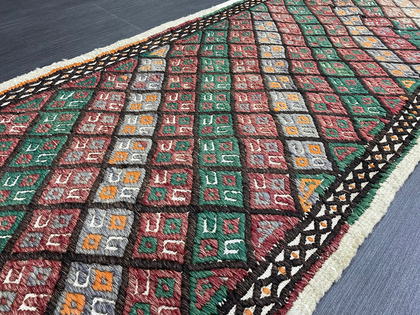 Handmade Embroidery Runner Rug 1.8 x 8 Turkish Runner Rug Flat weave Vintage Runner Rug Flat-woven Hallway Runner Rug Kitchen Runner