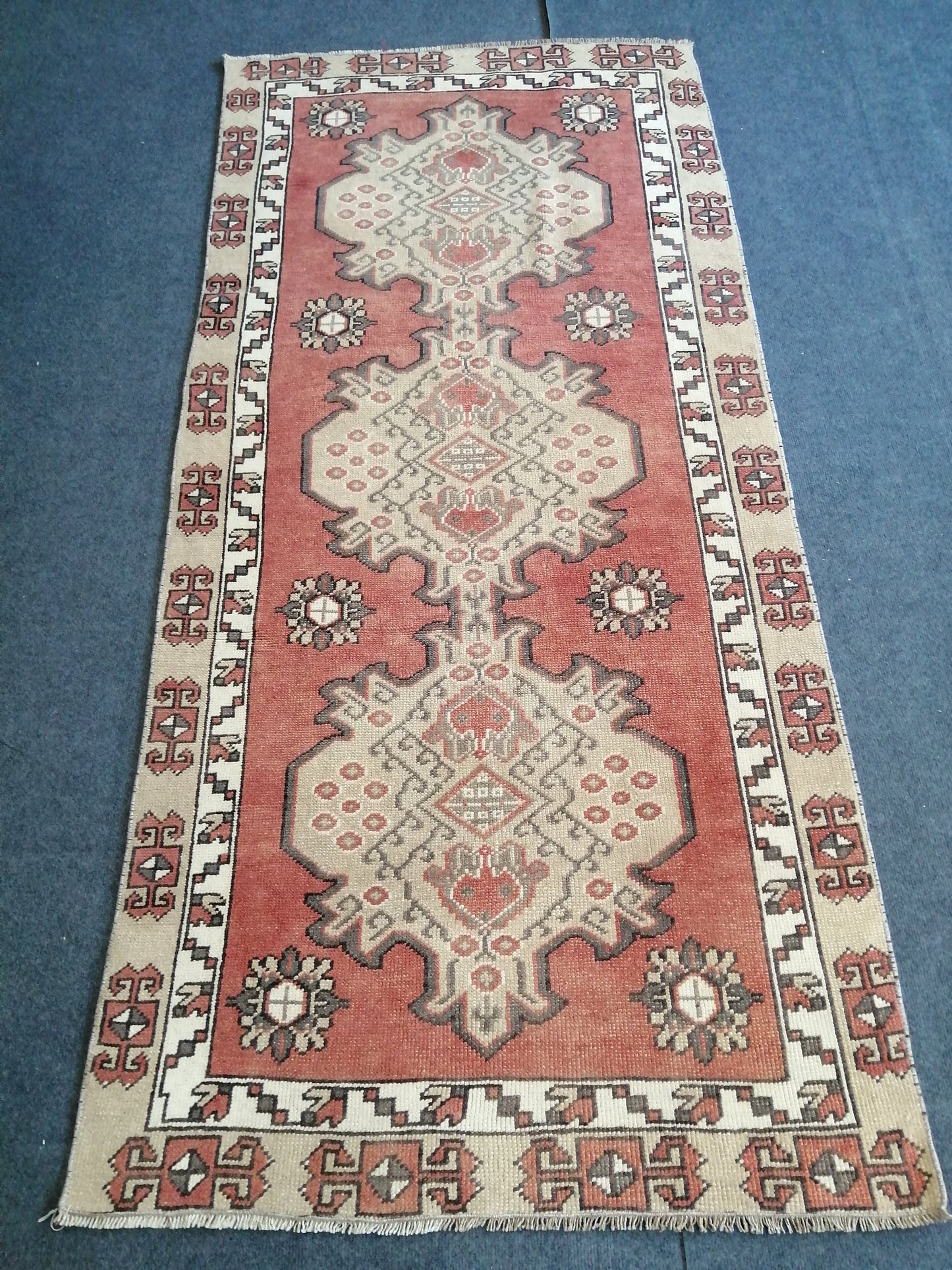 6.8 x 3.1 Antic Oushak Rug, Turkish Oushak Rug, Wool Oushak Rug, Oushak Runner Rugs, Farmhouse Rug, Vintage Rug, Turkish Rug, Hand Made Rug
