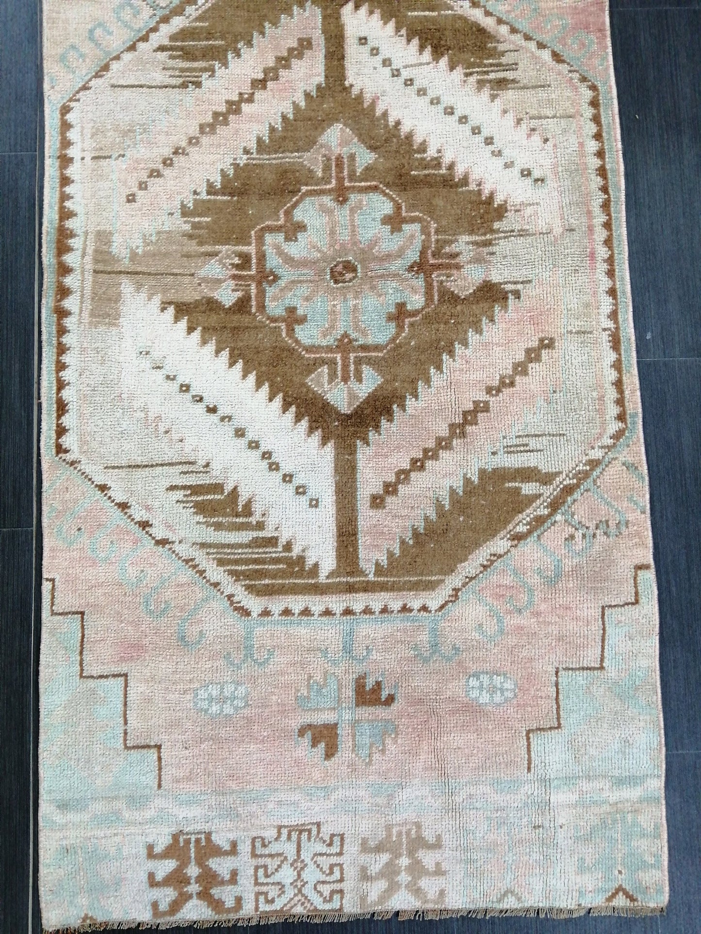 Muted Oushak Runner 10.4 x 2.5 Turkish Runner Rug Vintage Runner Rug Hallway Runner Rug Kitchen Runner Rug Wool Runner Rug Wool Oushak Rug