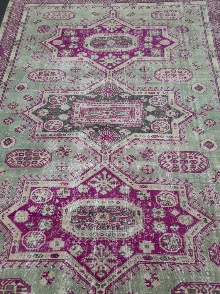 Large Area Muted Persian RUG 7.5 x 10.5 Vintage Rug Vintage Wool Rug Wool Distressed Rug Hand Made Rugs Vintage Turkish Rug 8x11