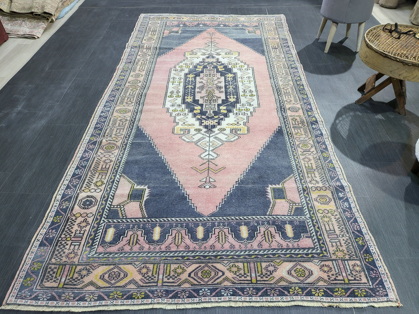 OUSHAK RUG, TURKISH Antique Rug, 4.5 x 8.9 Vintage Rug, Antique Rug Wool Handknotted Rug, Hand Made Rugs Vintage Turkish Rug