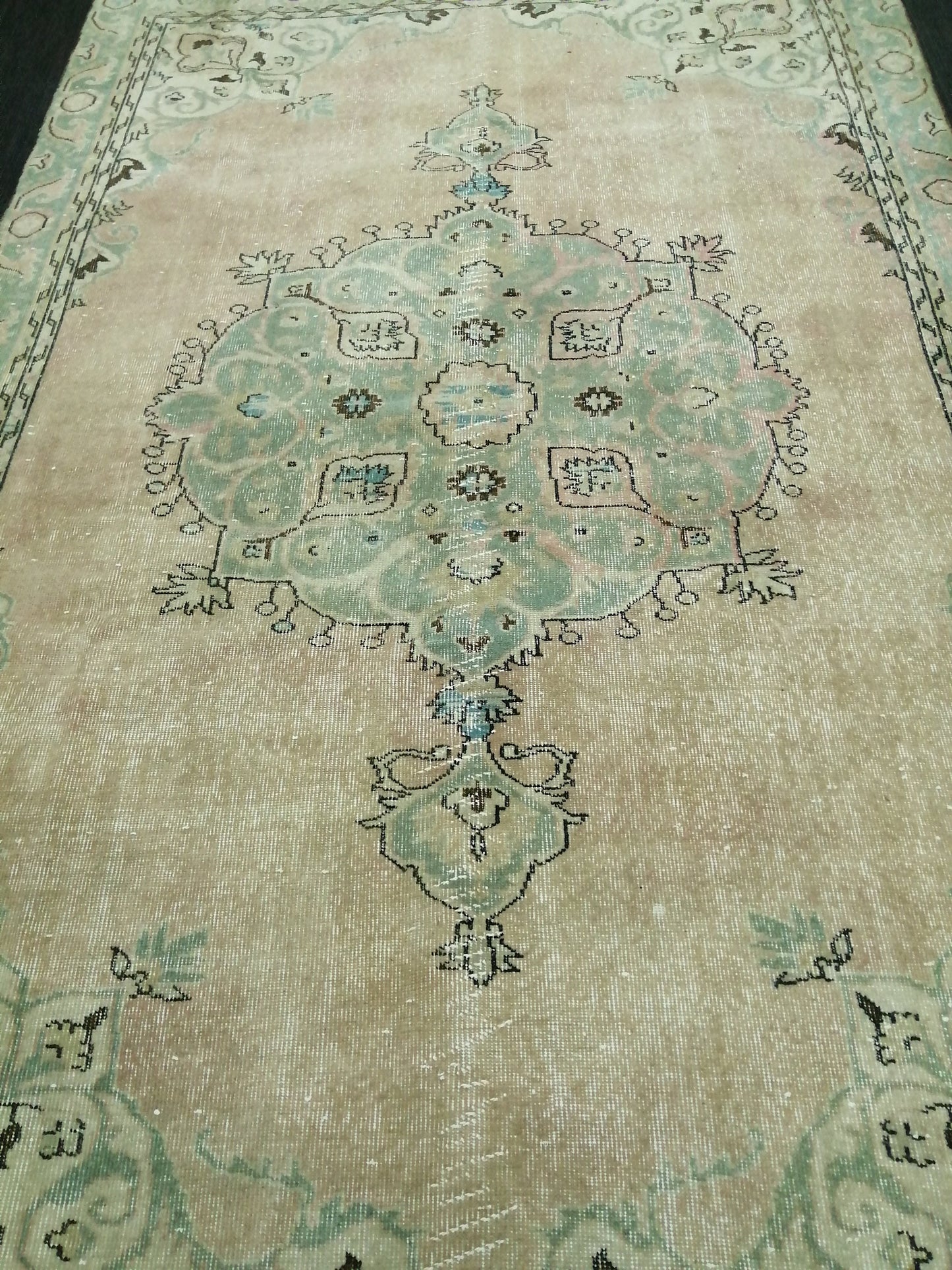 6.4 x 10 Large Area OUSHAK RUG TURKISH Oushak Rug Vintage Oushak Muted Rug Vintage Rugs Oushak Rug Hand Made Rugs Vintage Turkish Rug