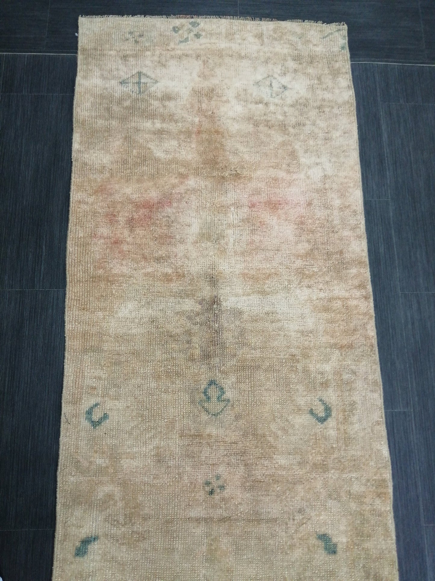 2.3 x 12.3 Muted Oushak Runner Rug Turkish Runner Rug Muted Vintage Runner Rug Washedout Hallway Runner Rug Kitchen Runner Rug Wool Runner