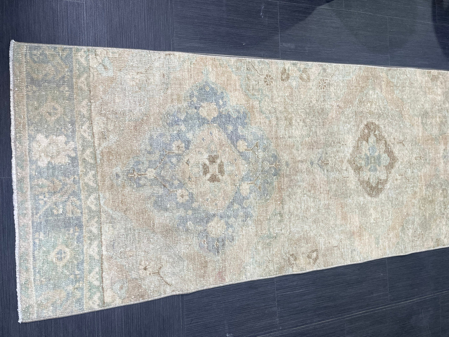 Muted Vintage Runner Rug, Handmade 2.6 x 12.8 Runner Rug, Turkish Runner Rug, Hallway Runner Rug, Persian Kitchen Runner Hand Knotted Runner