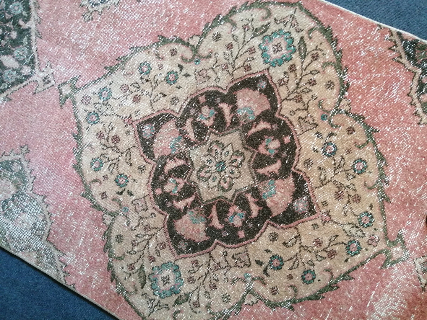 11 x 3.4 OUSHAK RUG TURKISH Oushak Rug Vintage Muted Oushak Runner Rug Faded Vintage Rug Wool Oushak Rug Hand Made Rugs Turkish Rug