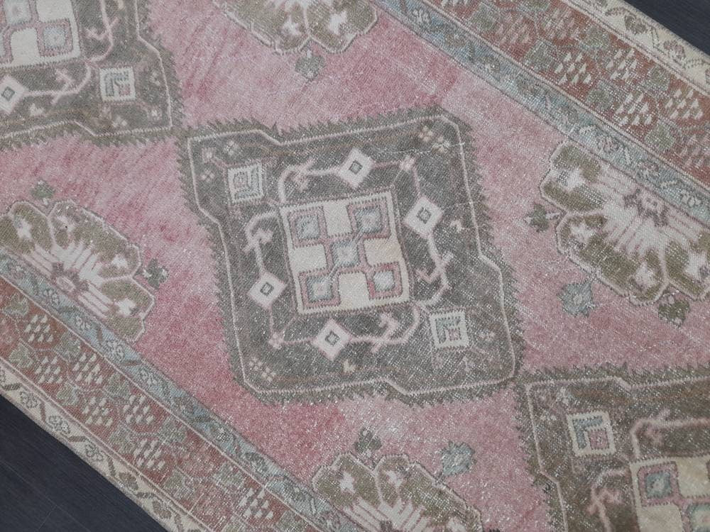 Muted Vintage Turkish Runner Rug 4.8 x 11 Orienta Runner Rug muted Vintage Runner Rug Hallway Runner Rug Kitchen Runner Rug Wool Runner Rug