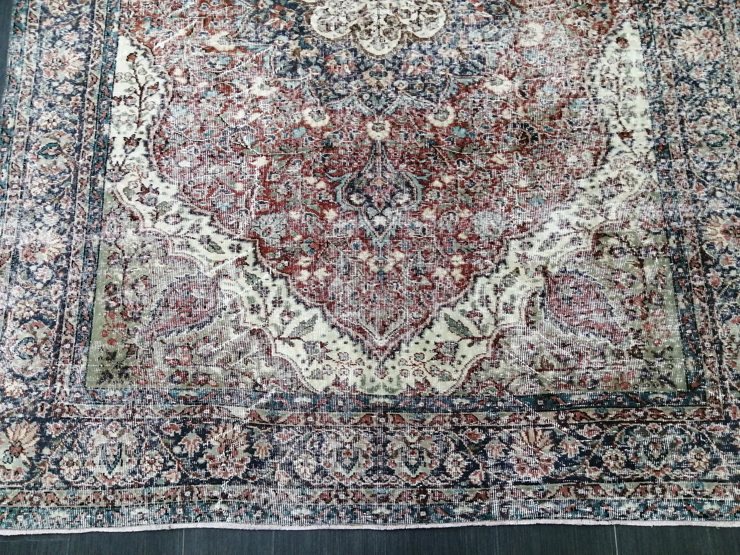 Distressed OUSHAK RUG 6.5 x 9.2 TURKISH Rug Vintage Oushak Runner Rug Vintage Wool Oushak Rug Hand Made Rugs Vintage Turkish Rug