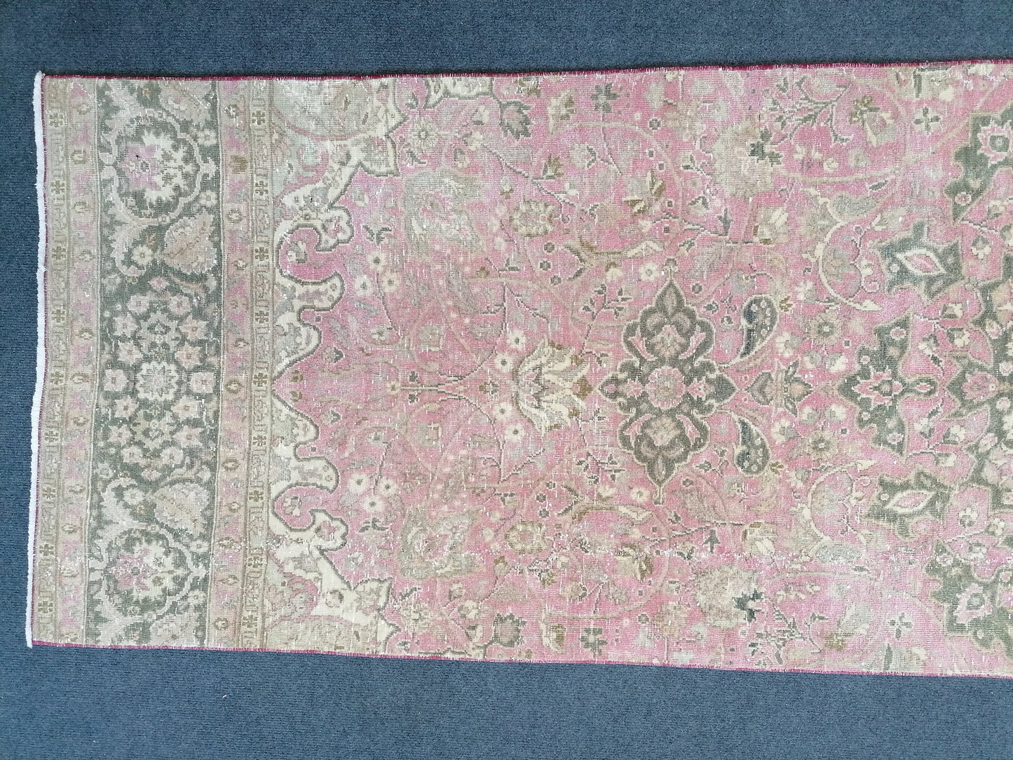 Turkish runner rug 10'7x2'7 pink runner rug, vintage oushak runner kitchen runner rug, hallway runner rug, vintage runner oushak runner rug