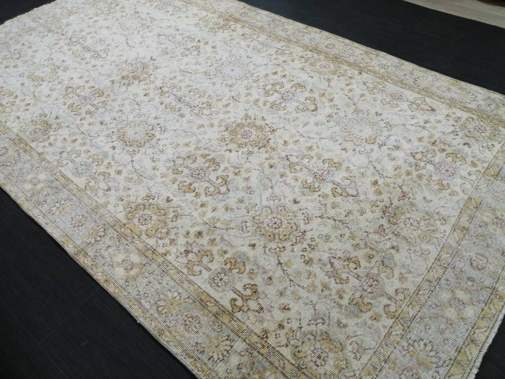 Vintage Rugs 9.2 x 5.3 TURKISH HAND MADE Rugs 10x6 Vintage Turkish Rugs Oushak Rug Large Turkish Oushak Rug, Vintage Oushak Rug, Wool Rug