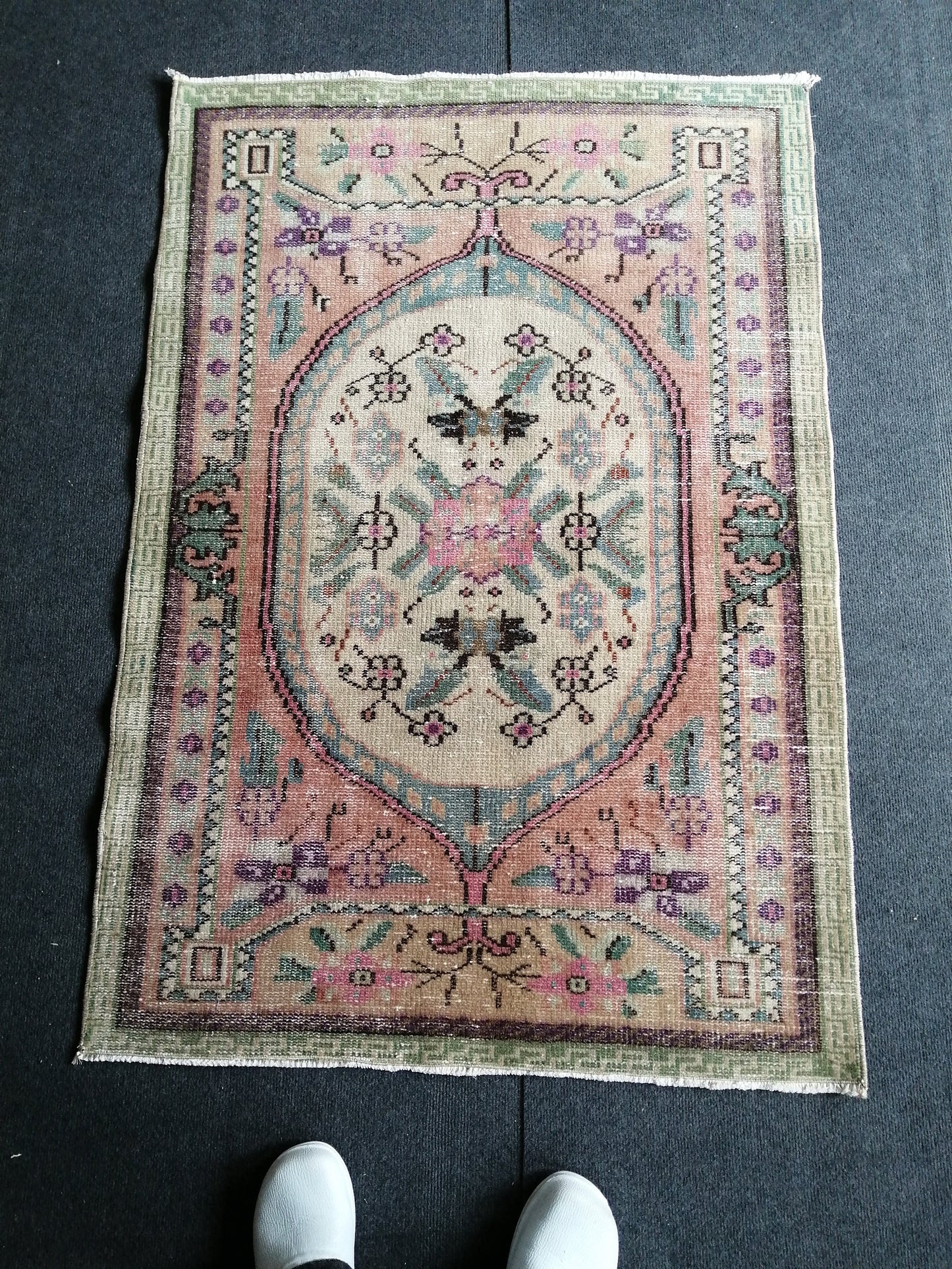 3 x 4.5 Vintage Rug, TURKISH HANDMADE Rug, Vintage Turkish Rug, Oushak Rug, Turkish Oushak Rug, Vintage Handknotted Rug, Wool Rug