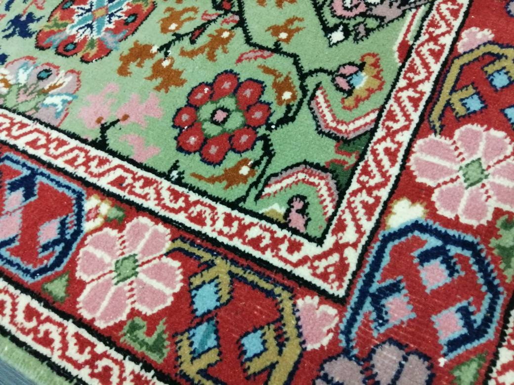 Quality Hand Made Rug 5.8 x 3.6 Green Rug, Oushak Rug, Bohemian Rug, Rug Runner, Turkish Rug, Farmhouse Rug, Vintage Rug, Wool rug