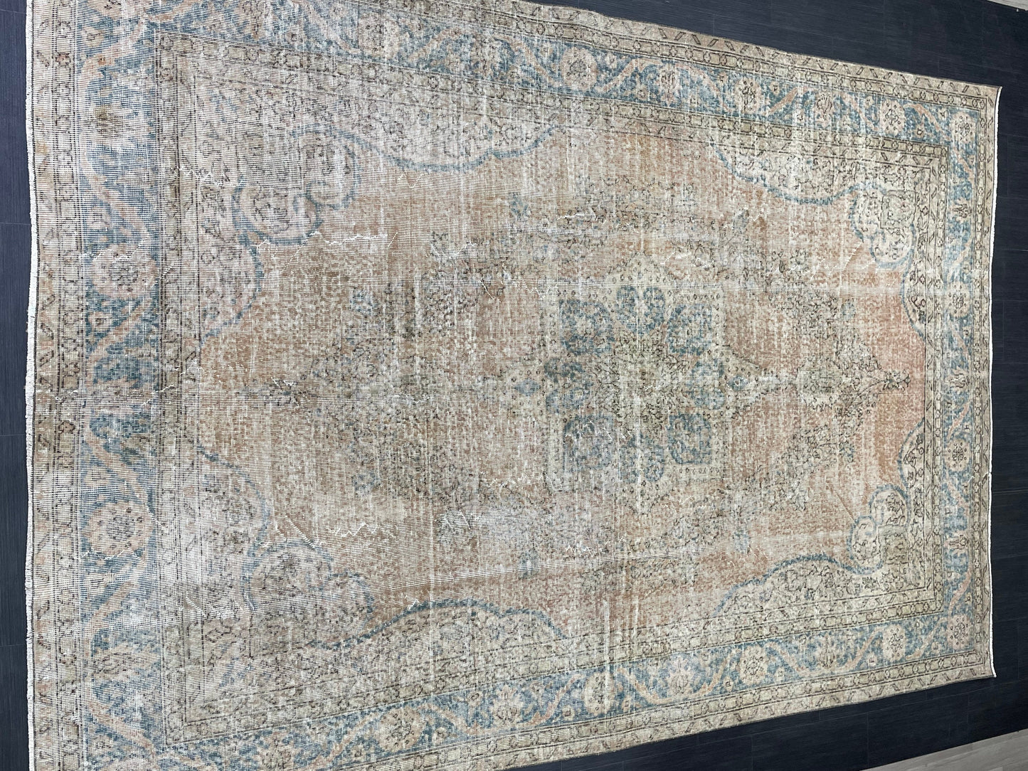 Vintage RUG Hand Knotted 7.5 x 10.6 TURKISH Rug Vintage Oushak Rug Wool Distressed Rug Handmade Rugs Vintage Turkish Rug
