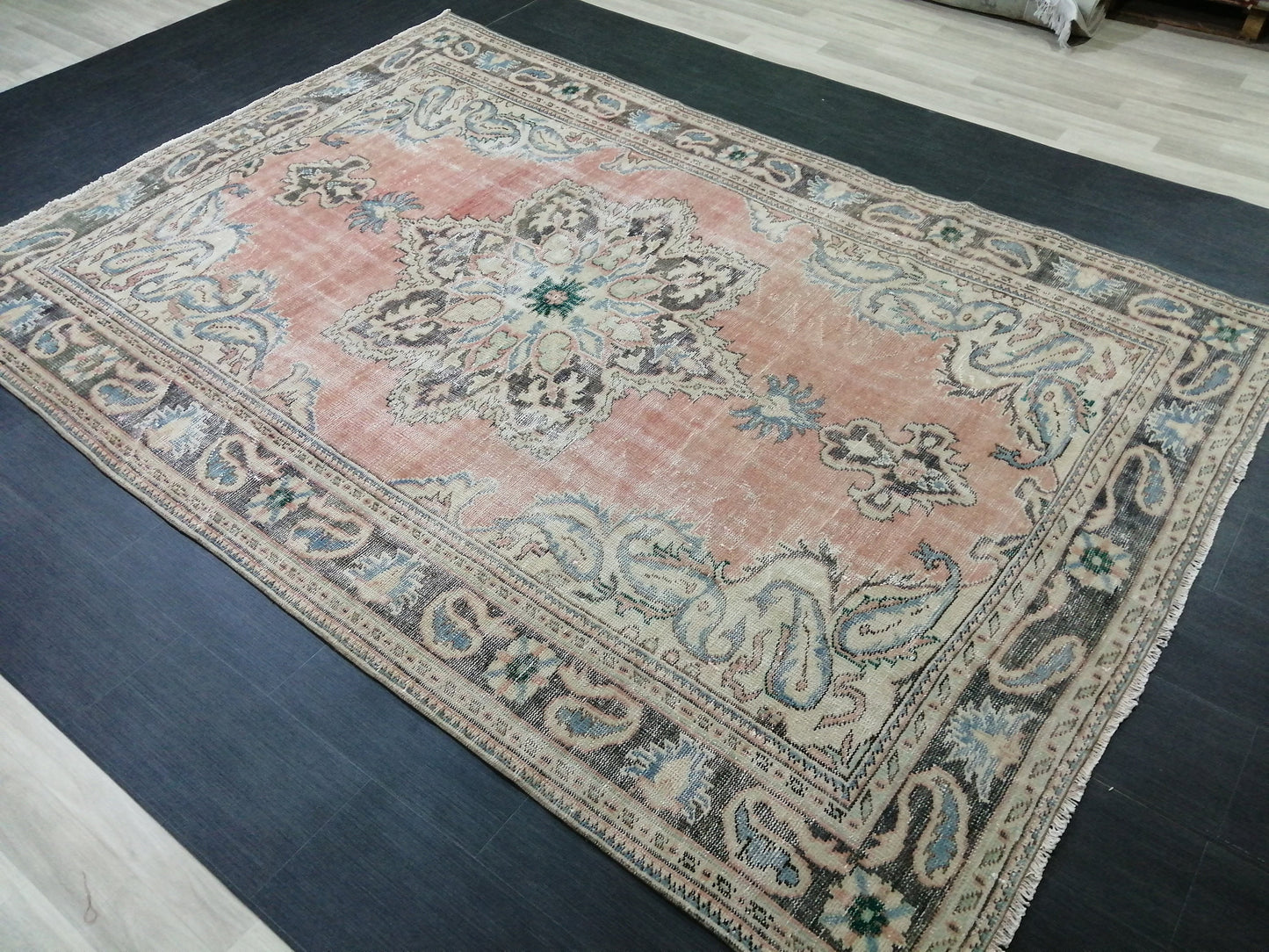6.7 x 9.7 Large OUSHAK RUG TURKISH Oushak Rug Vintage Oushak Runner Rug Vintage Runner Rug Muted Wool Oushak Rug Hand Made Rugs Art Rug