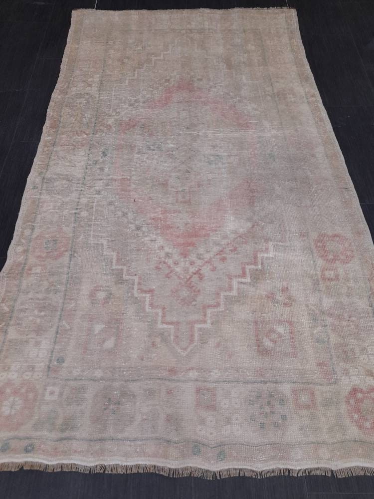 Muted Turkish Muted 3.5 x 6.4 Oriental Rug Large Area Rug Distressed Vintage Rug store Oushak Rug Muted Rug Hand Knotted Rug