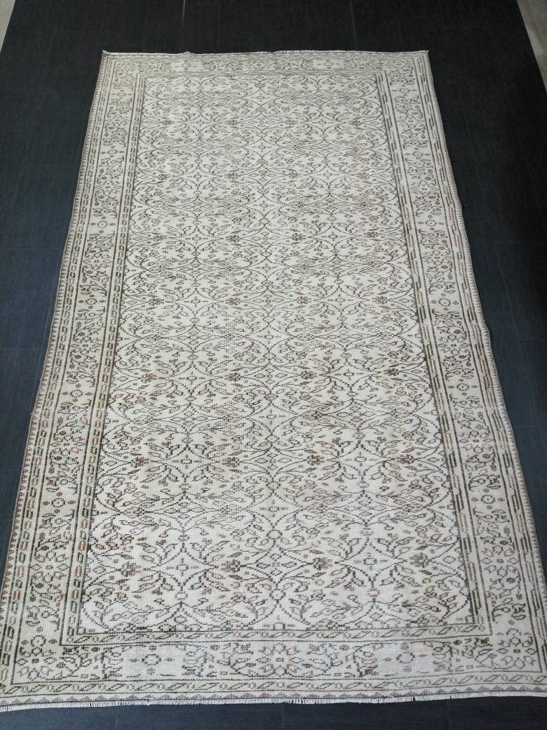 Persian RUG Neutral Vintage Muted Oushak Rug 5.7 x 10 Large Vintage Rug Wool Oushak Rug Hand Made Rugs Vintage Turkish Rug 5.7x10 Oriental
