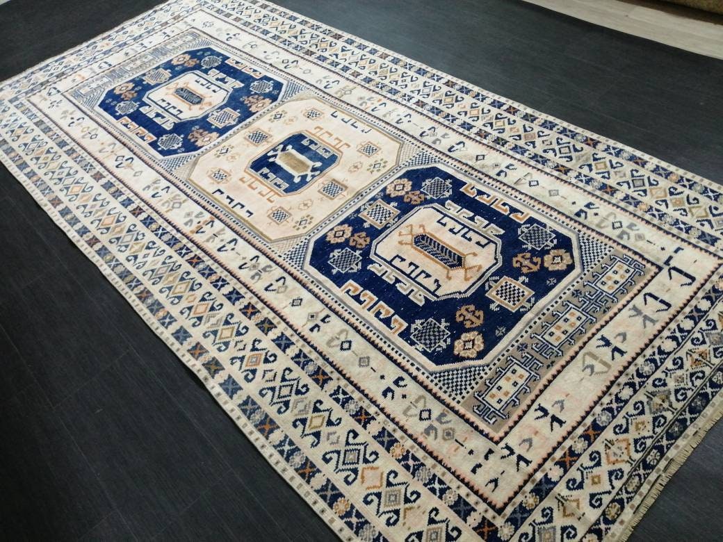 Vintage Hand Made Rug, 4.7x10 Oushak Rug, Turkish Rugs, Bohemian Rug, Persian Rug Turkish Rug, 5x10 Rug, Vintage Rug Wool Rug Oriental Rug