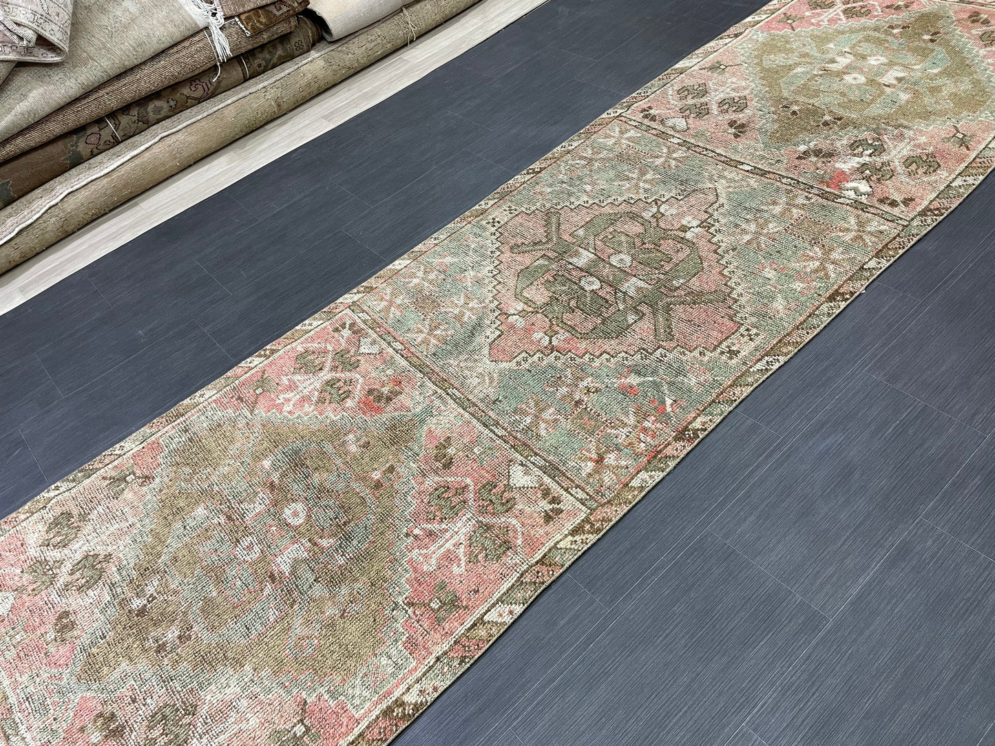 Hand Knotted Runner 3.3 x 11 Vintage Runner Rug Hallway Runner Rug Kitchen Runner Rug Wool Runner Rug Wool Turkish Runner Rug