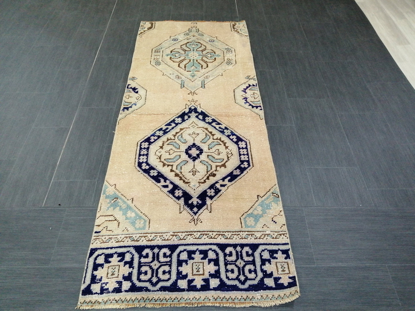 6.5 x 2.5 Short Oushak Runner Rug Turkish Runner Rug Vintage Runner Rug Hallway Runner Rug Kitchen Runner Rug Wool Runner Rug Wool Runner
