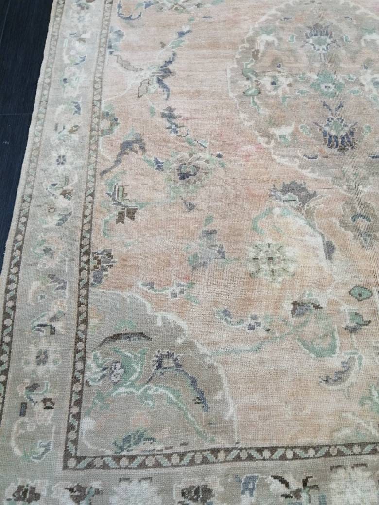 Vintage RUG, 6 x 8.3 TURKISH Oushak Rug, Vintage Handmade Rug, Wool Hand Knotted Oriental Rug, Hand Made Rug, Quality Turkish Rug