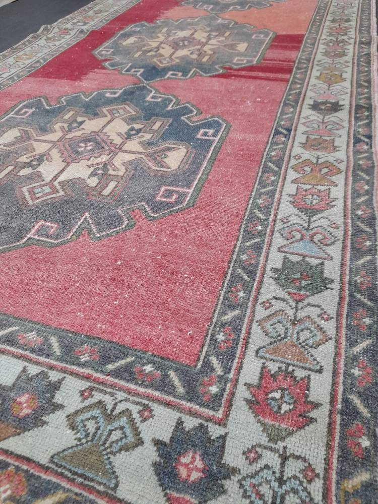 Muted Vintage Runner Rug 4.8 x 11 Oriental Runner Rug muted Turkish Runner Rug Hallway Runner Rug Kitchen Runner Rug Wool Runner Rug