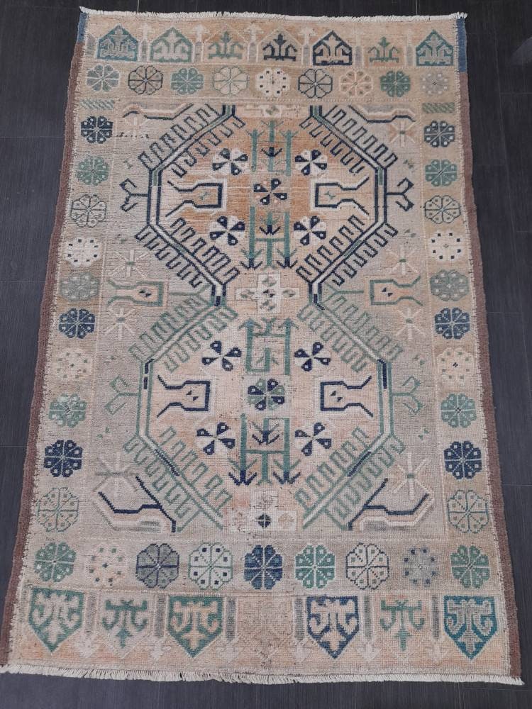 Vintage RUG TURKISH 4.3 x 6.8 Rug Vintage Oushak Rug Vintage Oriental Rug Wool Hand Knotted Rug Hand Made Rugs Antique Turkish Rug