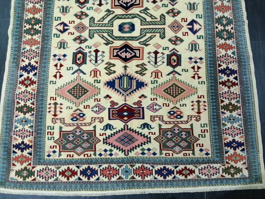 Quality Hand Made Rug 6.9 x 5 Vintage Rug Oushak Rug, Bohemian Rug, Rug Runner, Turkish Rug, Farmhouse Rug, Wool rug