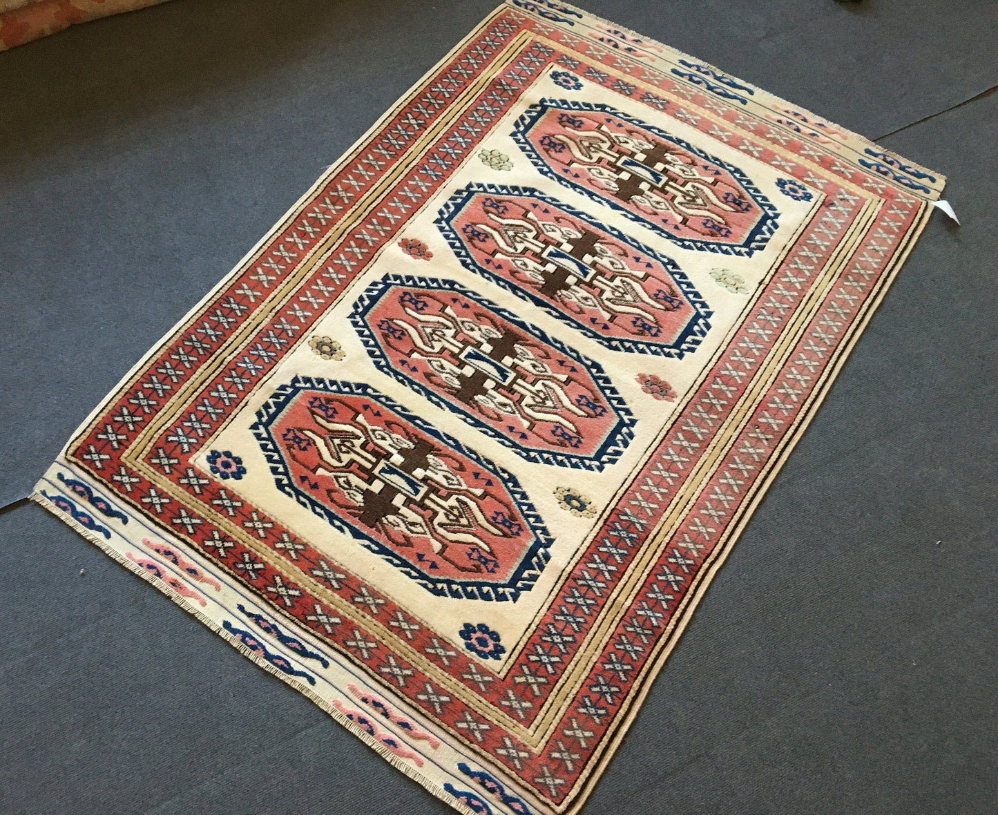 4x5 feet wide oushak turkish rug, large vintage living room floor rug, large bedroom area floor rug, kitchen middle rug,natural brown rug