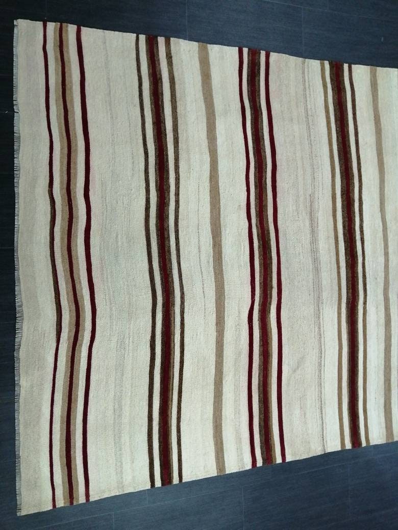 5.4 x 13 Flat Woven RUG TURKISH Rug Vintage Flat woven Runner Rug Vintage Runner Rug Wool Hand Made Rugs Muted Oriental rug