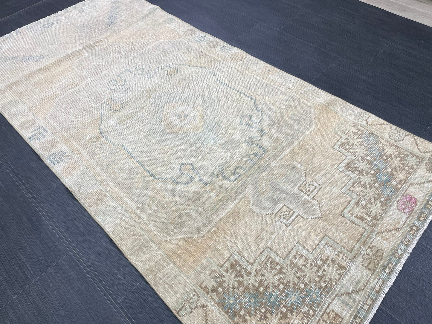 3.5 x 7 Rug Hand Made Rug Oushak Rug, Rustic Rug Distressed Rug, Rug Runner, Turkish Rug, Farmhouse Rug, Vintage Rug, Wool rug