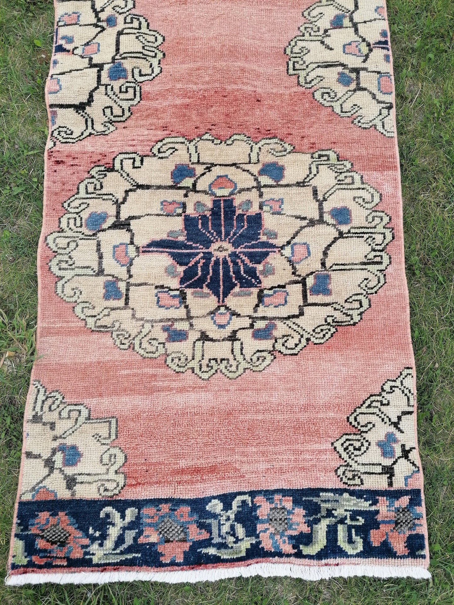 2'8x10'4 runner rug, oushak turkish runner rug, hallway vintage runner, hand made wool runner, kitchen runner rug, entryway runner rug