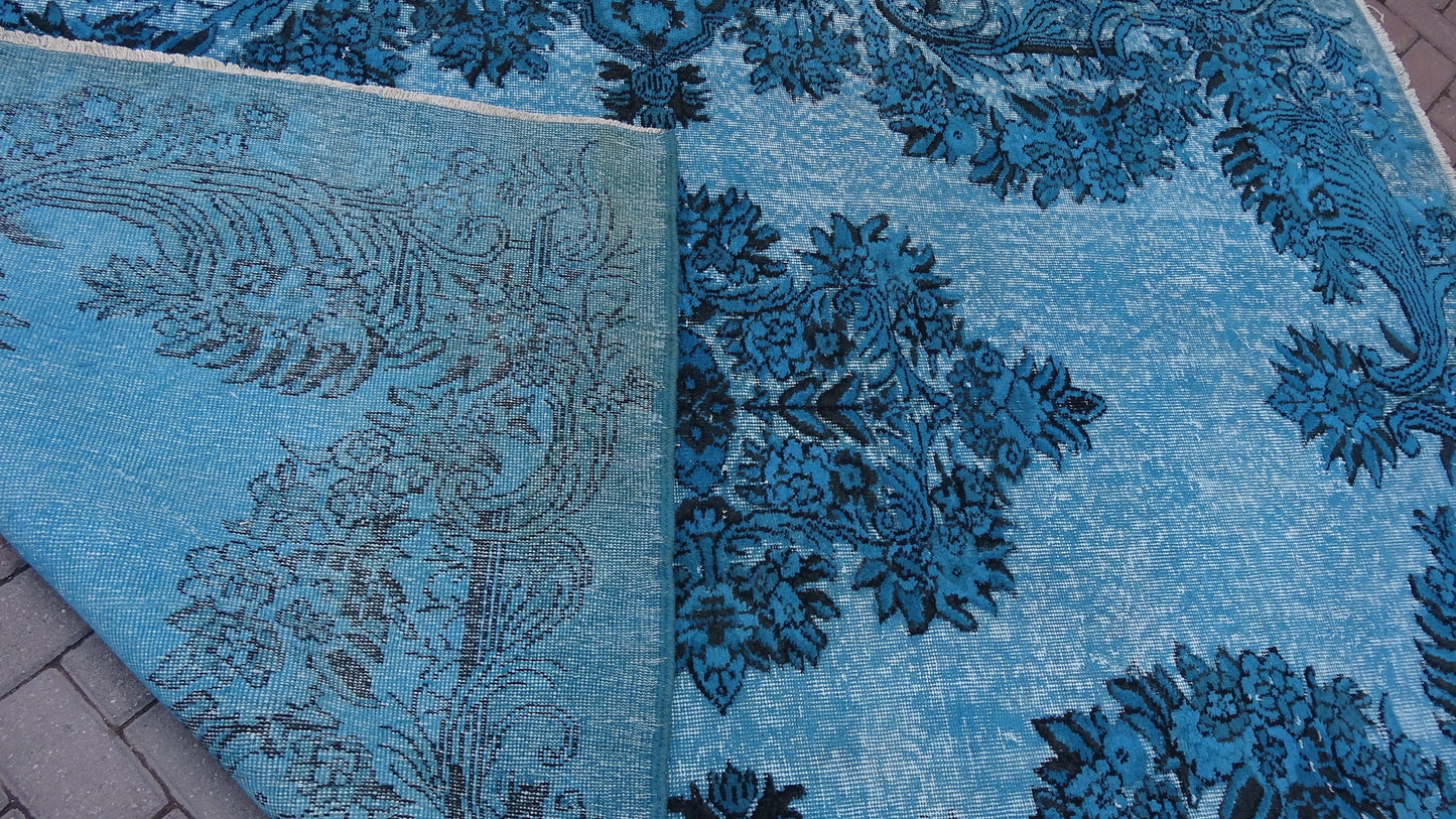 TURQUOISE RUG, Vintage Oushak Rug, Wool Oushak Rug, Oushak Rug, Turkish Rug, Bohemian Rug, Wool Rug, living Room Rug