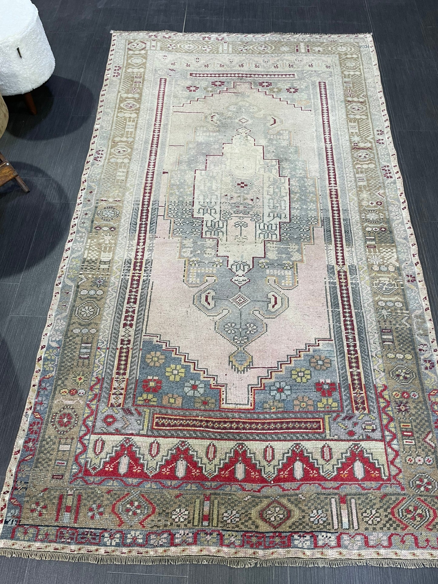 OUSHAK RUG, TURKISH 4.2 x 7.6 Rug, Vintage Rug, Vintage Oriental Rug, Wool Hand Knotted Rug, Handmade Rug, Antique Turkish Rug.