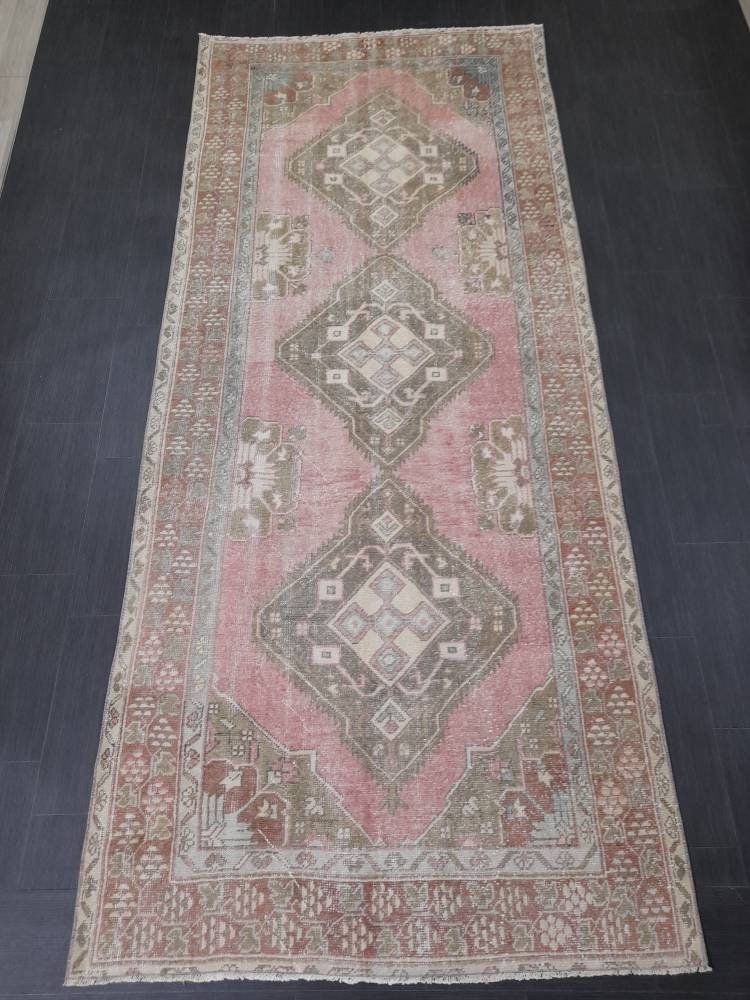 Muted Vintage Turkish Runner Rug 4.8 x 11 Orienta Runner Rug muted Vintage Runner Rug Hallway Runner Rug Kitchen Runner Rug Wool Runner Rug